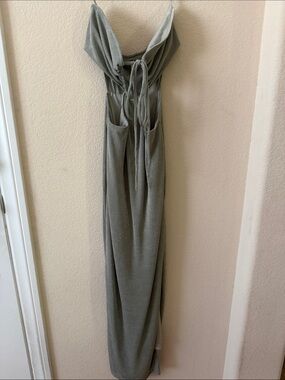 Elegant Sage Green Maxi Dress with Tie front